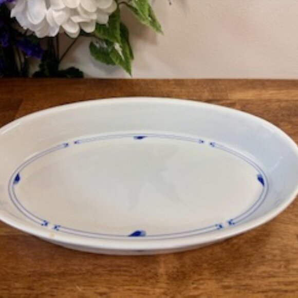Spode Quasar Oval Casserole Dish Blue White Vintage Fine Oven China England Bake - Picture 3 of 5